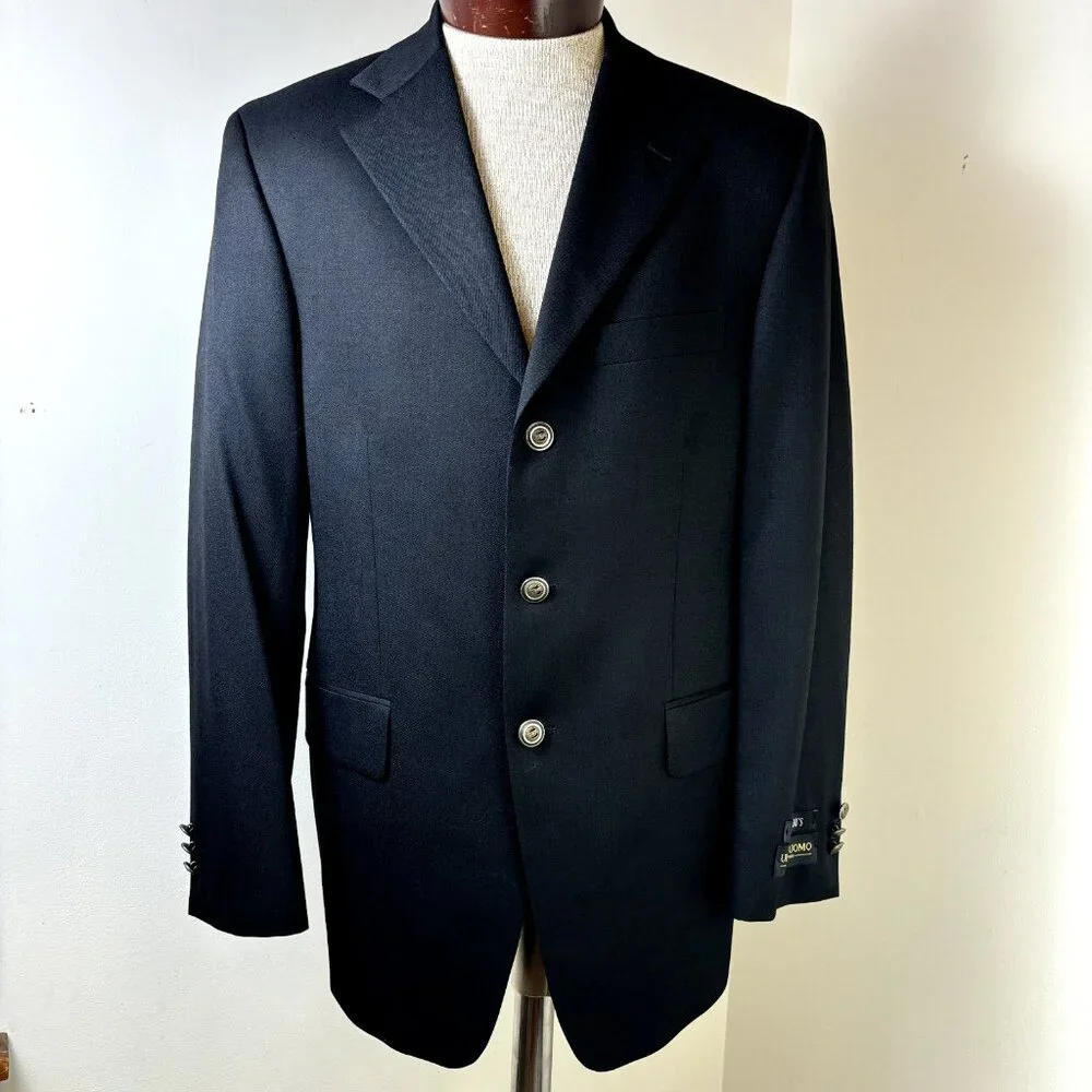 Super 100's Wool Suit Jacket Canada Ultimo Uomo NWOT Size 38R Men's Black Blazer